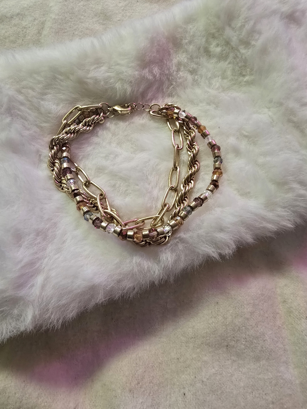 Multi-Chain Gold Tone and Mixed Metal Women's Bracelet